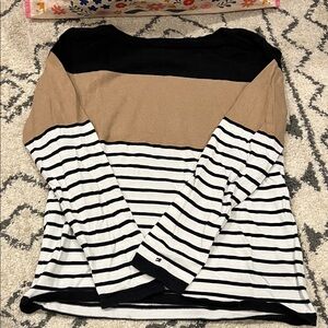 Striped Black and Tan Tommy Hilfiger Women's Top